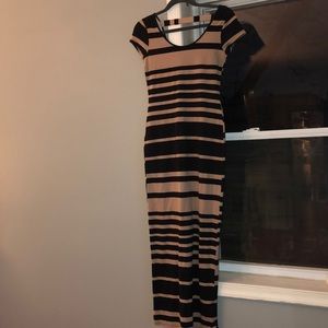 Maxi Pale Pink and Black Striped Dress